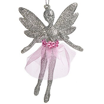 Julgranskula Krist+ Silvrig Plast Glitter Fe 8 x 12 x 5 cm 8 x 13 x 4 cm (24 antal)