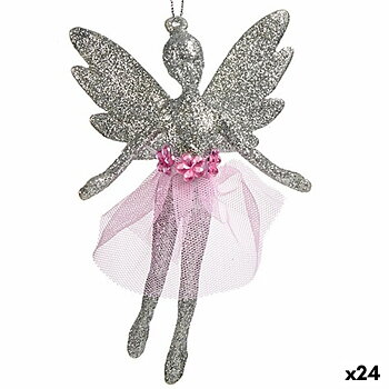 Julgranskula Krist+ Silvrig Plast Glitter Fe 8 x 12 x 5 cm 8 x 13 x 4 cm (24 antal)