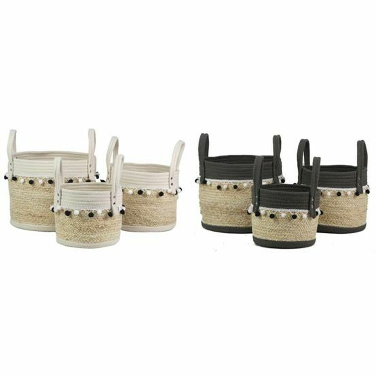 Korg - set DKD Home Decor 38 x 30 x 25 cm Naturliga fibrer (2 antal) - 2