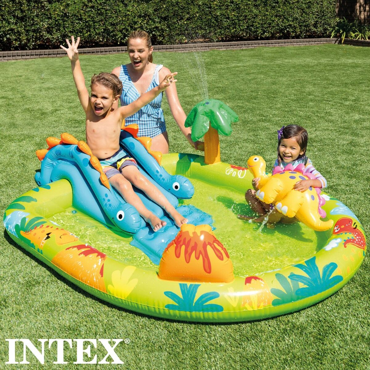 Uppblåsbar plaskpool för barn Intex Lekplats Dinosaurier 191 x 58 x 152 cm (3 antal) - 4