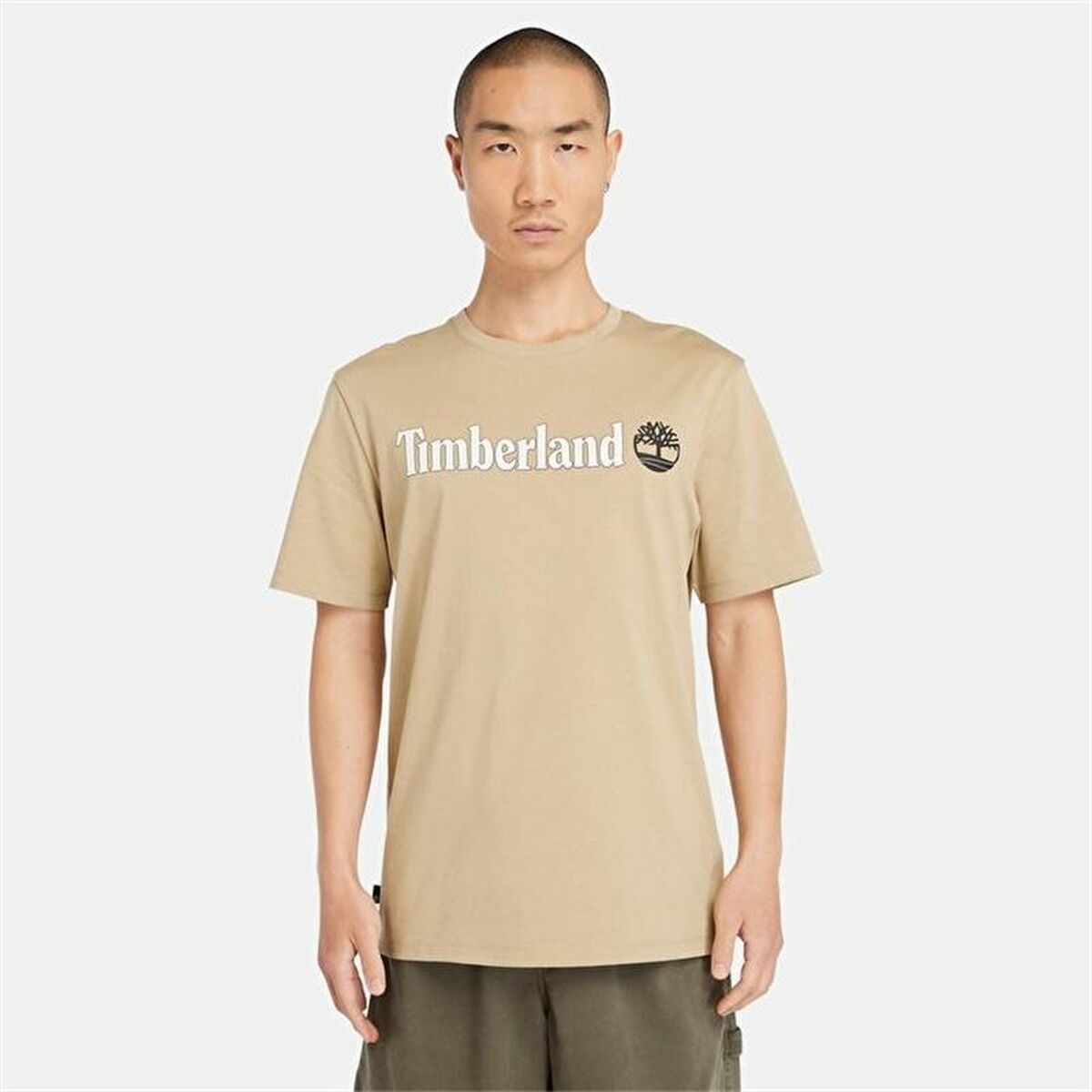 T-shirt med kortärm Herr Timberland Kennebec River Linear Logo Ljusbrun - 2
