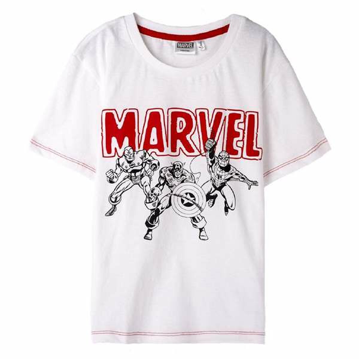 T-shirt med kortärm Barn Marvel Vit