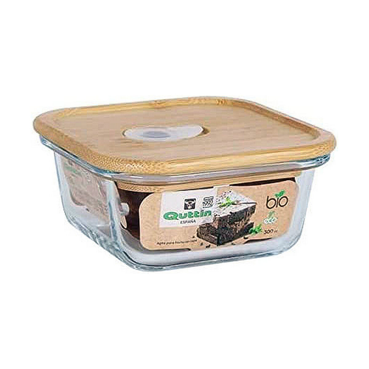 Lunchlåda Quttin 104724 Bambu 18 x 18 x 7,2 cm 1,1 L Borosilikatglas - 2