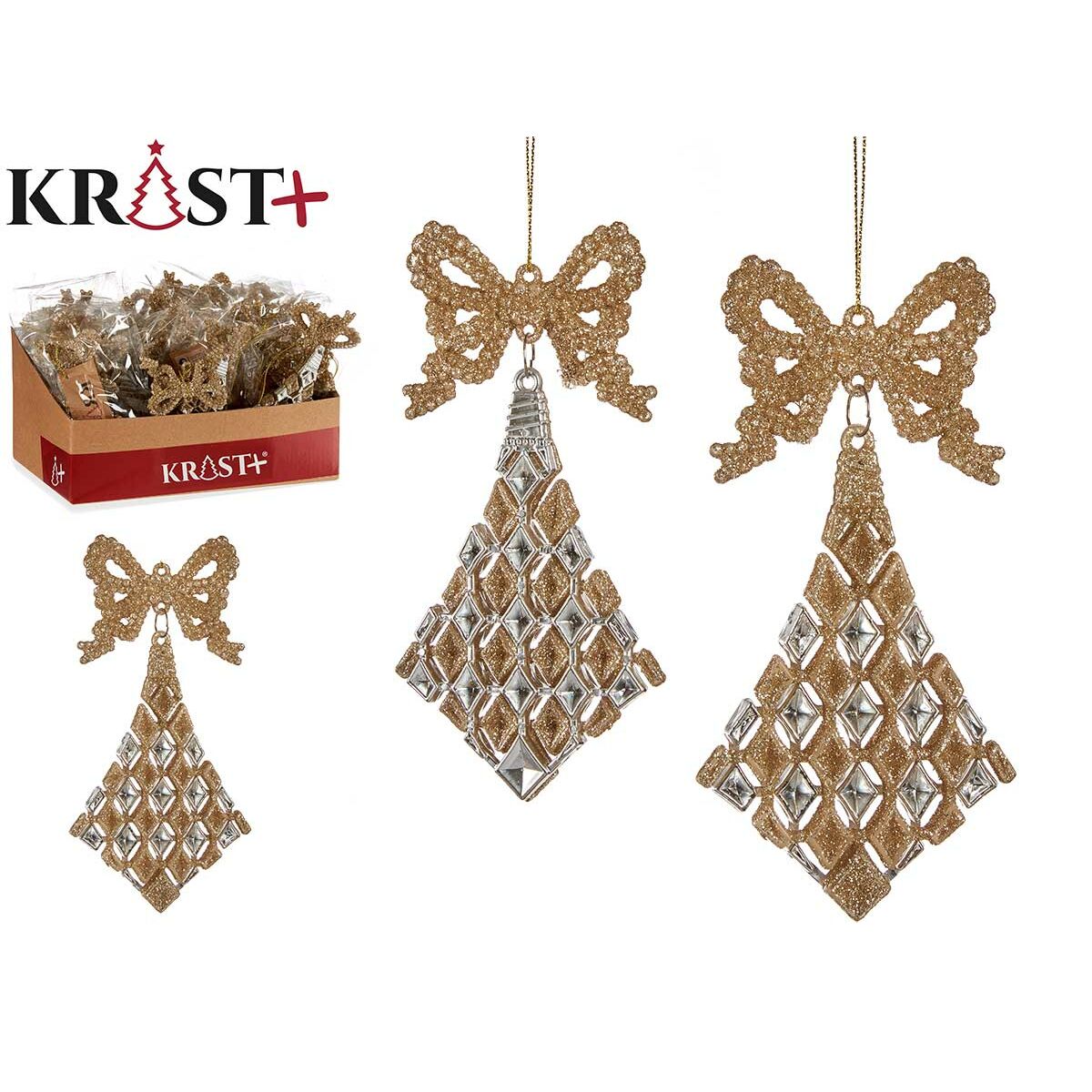 Julgranskula Krist+ Champagne Plast Glitter Lasso Romb 7,5 x 1 x 15,5 cm 7,5 x 15,5 x 1 cm (24 antal) - 6