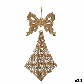 Julgranskula Krist+ Champagne Plast Glitter Lasso Romb 7,5 x 1 x 15,5 cm 7,5 x 15,5 x 1 cm (24 antal)
