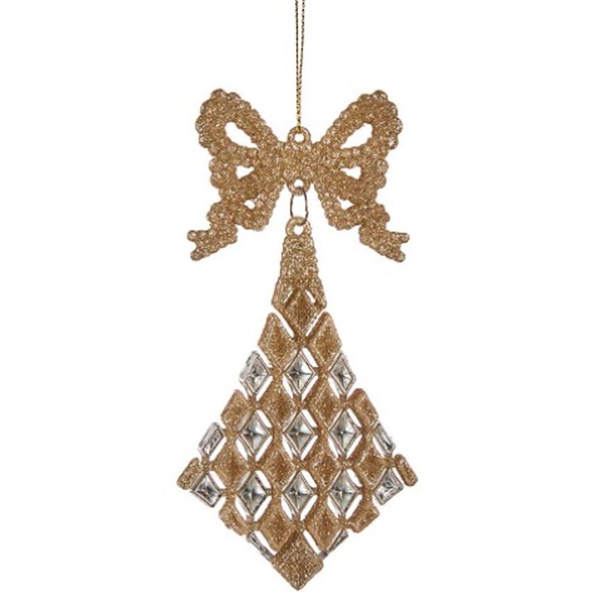 Julgranskula Krist+ Champagne Plast Glitter Lasso Romb 7,5 x 1 x 15,5 cm 7,5 x 15,5 x 1 cm (24 antal) - 5