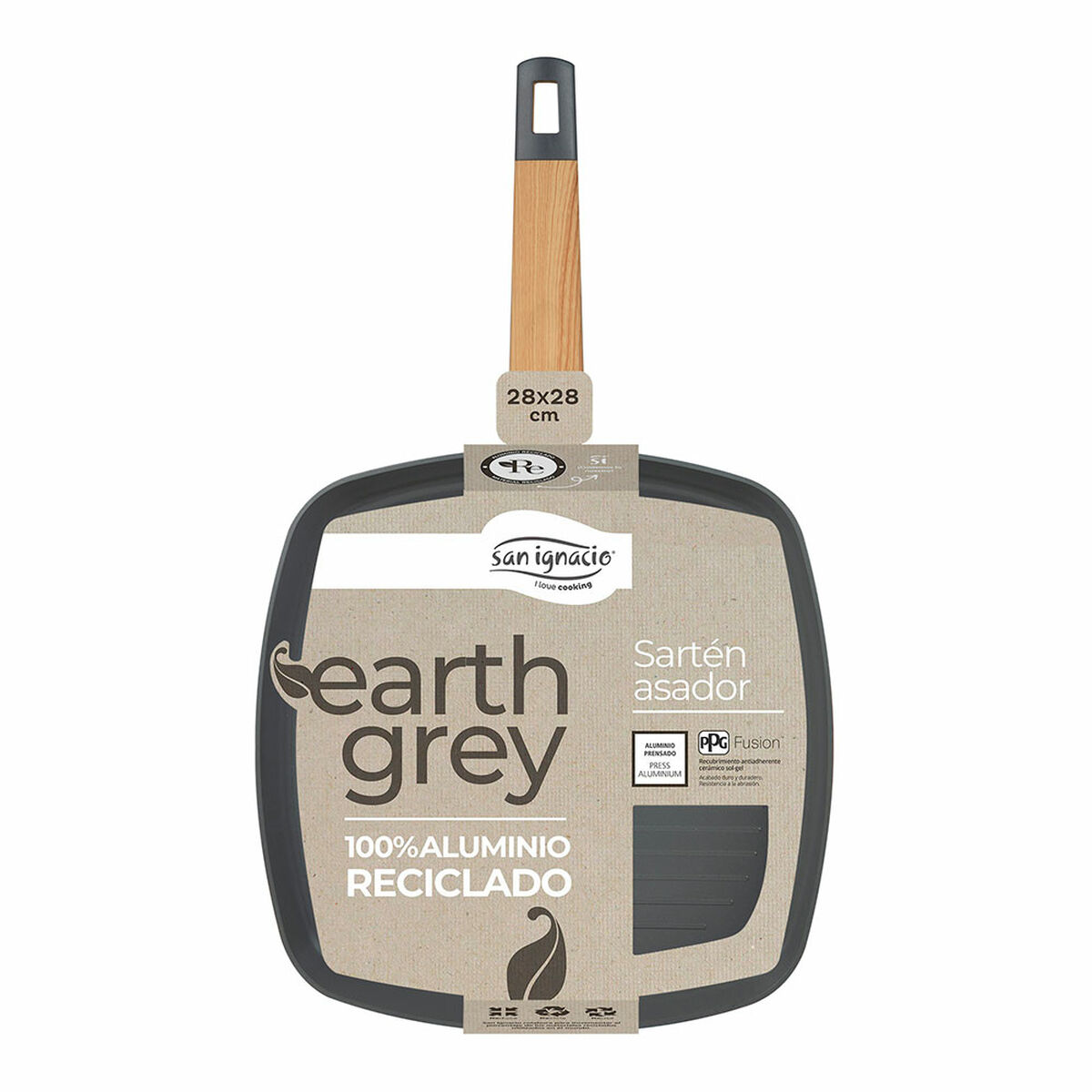 Räfflad stekpanna San Ignacio Earth Grey SG-6754 Grå Aluminium 28 x 28 cm - 5