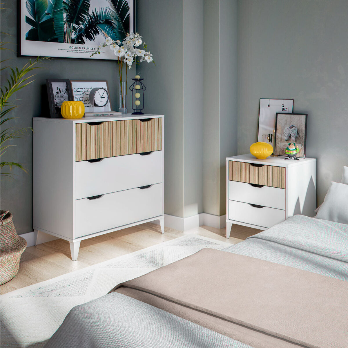 Kommod Forés Vit Naturell 70,5 X 40 X 76 CM - 2