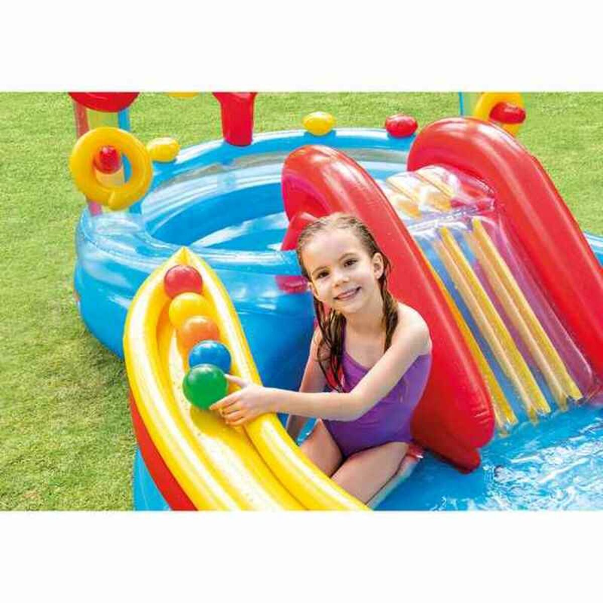 Uppblåsbar plaskpool för barn Intex   Lekplats Regnbåge 297 x 135 x 193 cm 381 L - 12