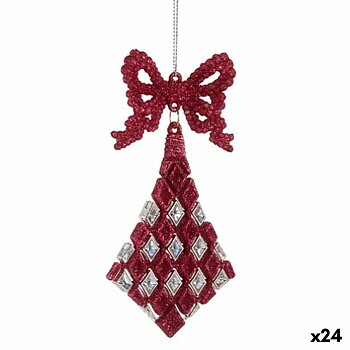 Julgranskula Krist+ Fuchsia Plast Glitter Lasso Romb 7,5 x 1 x 15,5 cm 7,5 x 15,5 x 1 cm (24 antal)