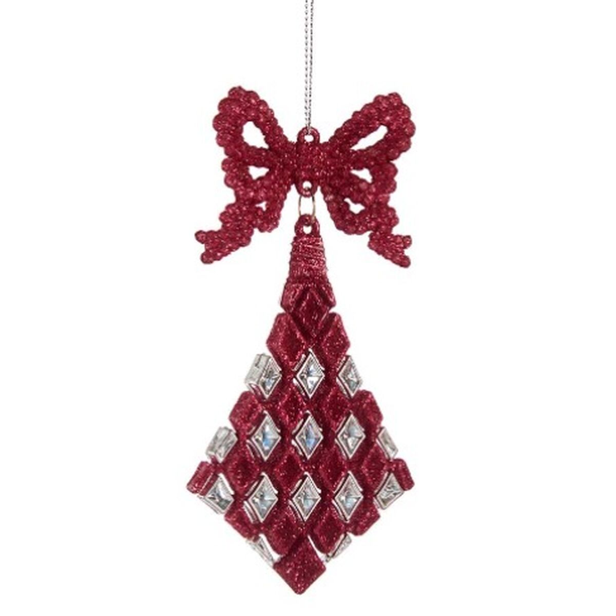 Julgranskula Krist+ Fuchsia Plast Glitter Lasso Romb 7,5 x 1 x 15,5 cm 7,5 x 15,5 x 1 cm (24 antal) - 2
