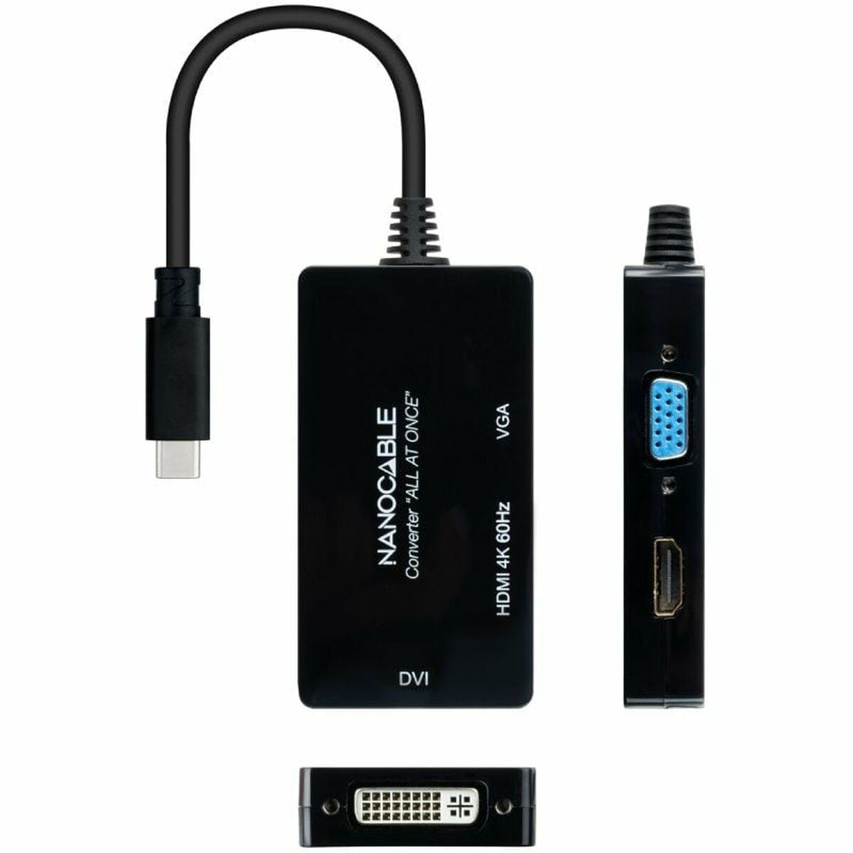 USB-C till VGA/HDMI/DVI Adapter NANOCABLE 10.16.4301-ALL Svart 20 cm - 3