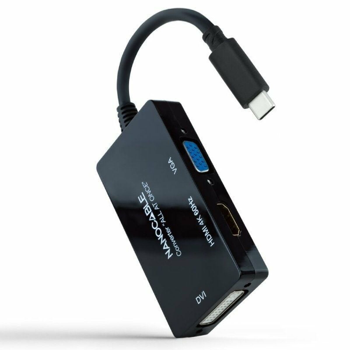 USB-C till VGA/HDMI/DVI Adapter NANOCABLE 10.16.4301-ALL Svart 20 cm