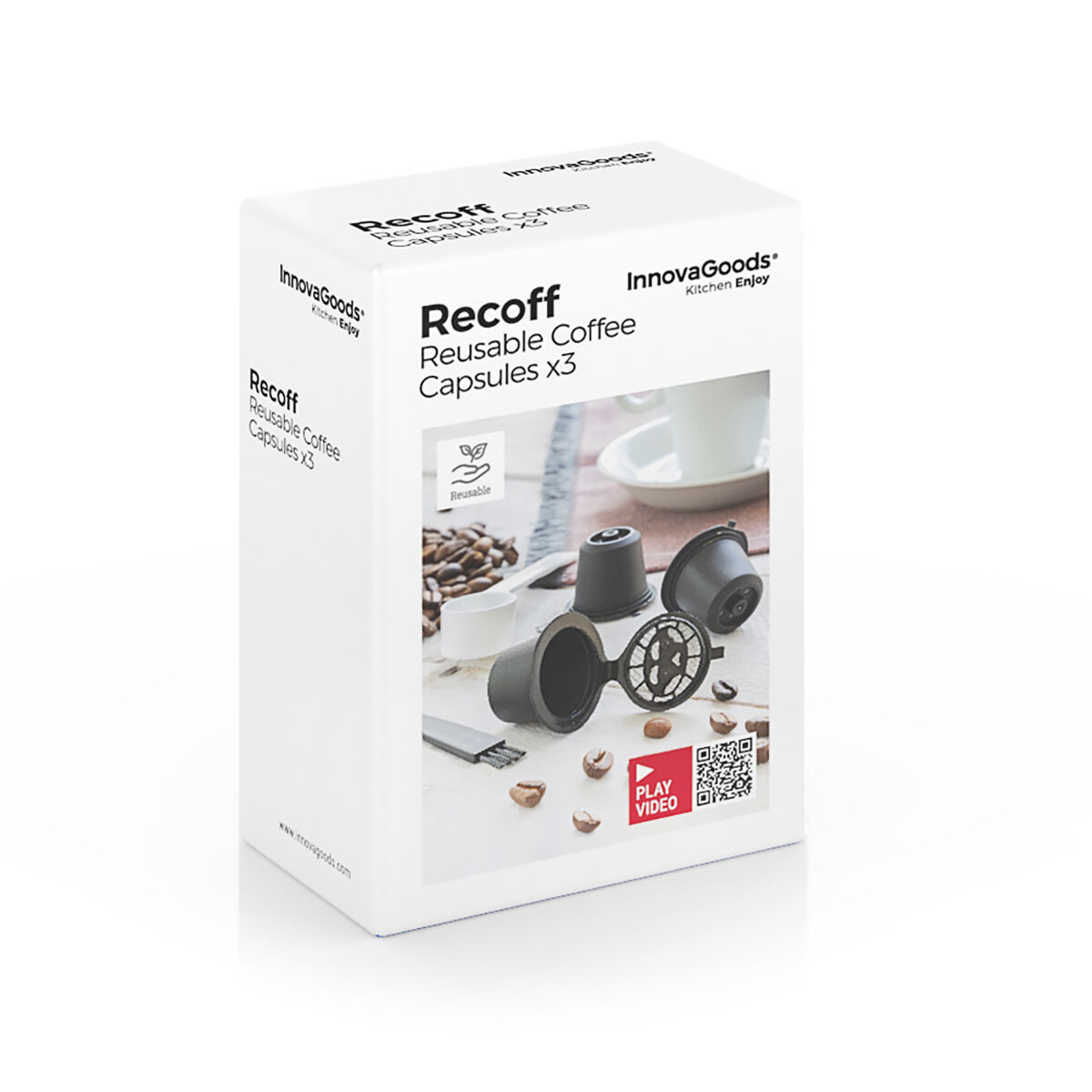 Uppsättning med 3 återanvändbara kaffekapslar Recoff InnovaGoods - 17