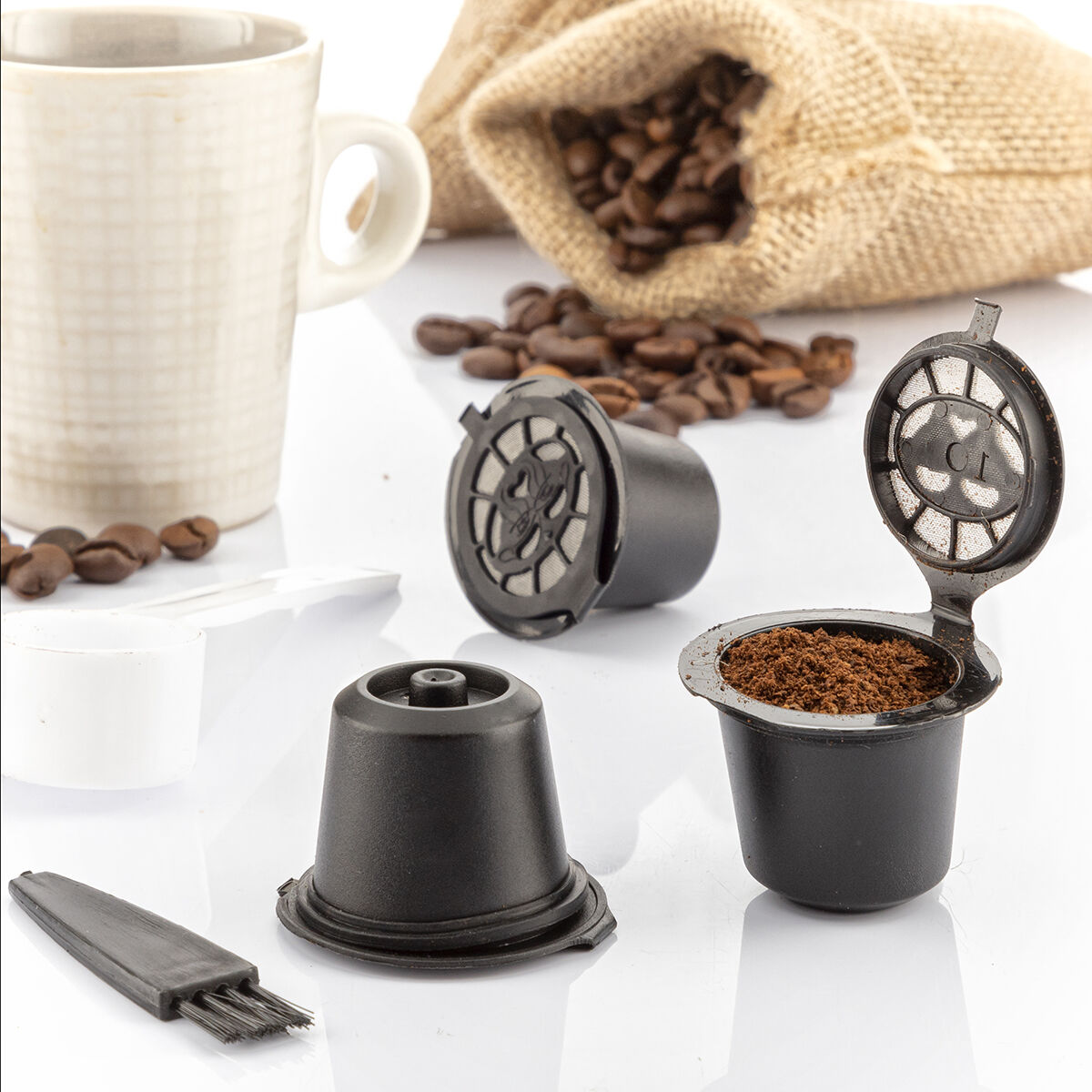 Uppsättning med 3 återanvändbara kaffekapslar Recoff InnovaGoods - 19