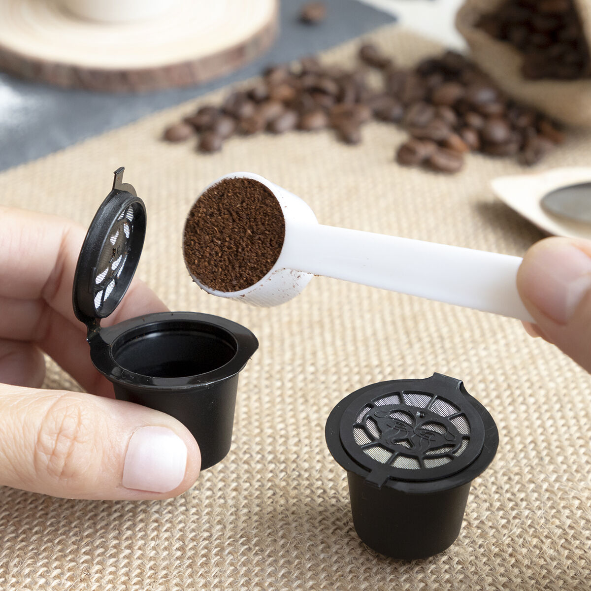 Uppsättning med 3 återanvändbara kaffekapslar Recoff InnovaGoods - 22
