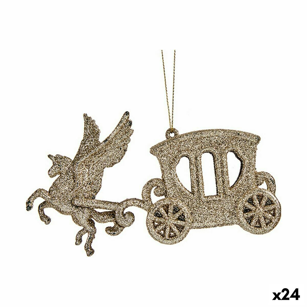 Julgranskula Krist+ Champagne Plast Glitter Magisk vagn 15 x 8,5 x 4,5 cm (24 antal) - 3