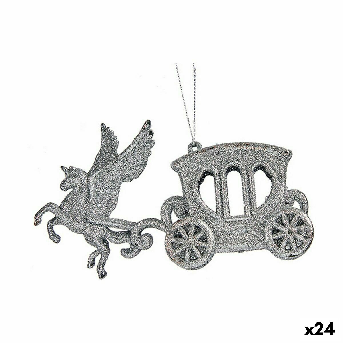 Julgranskula Krist+ Silvrig Plast Glitter Magisk vagn 15 x 8,5 x 4,5 cm 15,5 x 8,5 x 4,5 cm (24 antal) - 3
