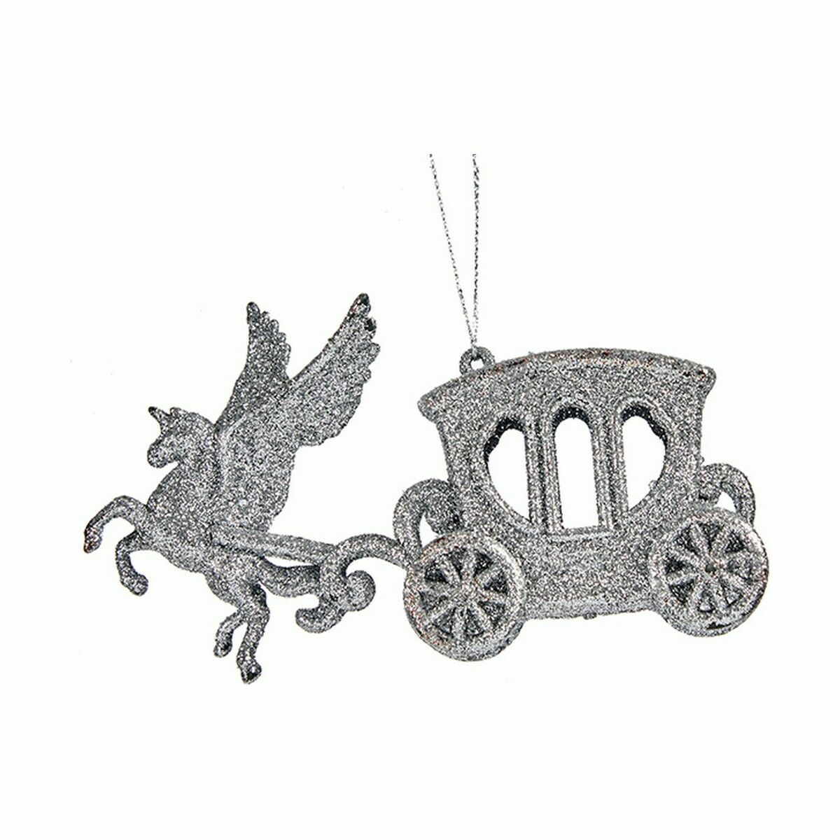 Julgranskula Krist+ Silvrig Plast Glitter Magisk vagn 15 x 8,5 x 4,5 cm 15,5 x 8,5 x 4,5 cm (24 antal) - 2