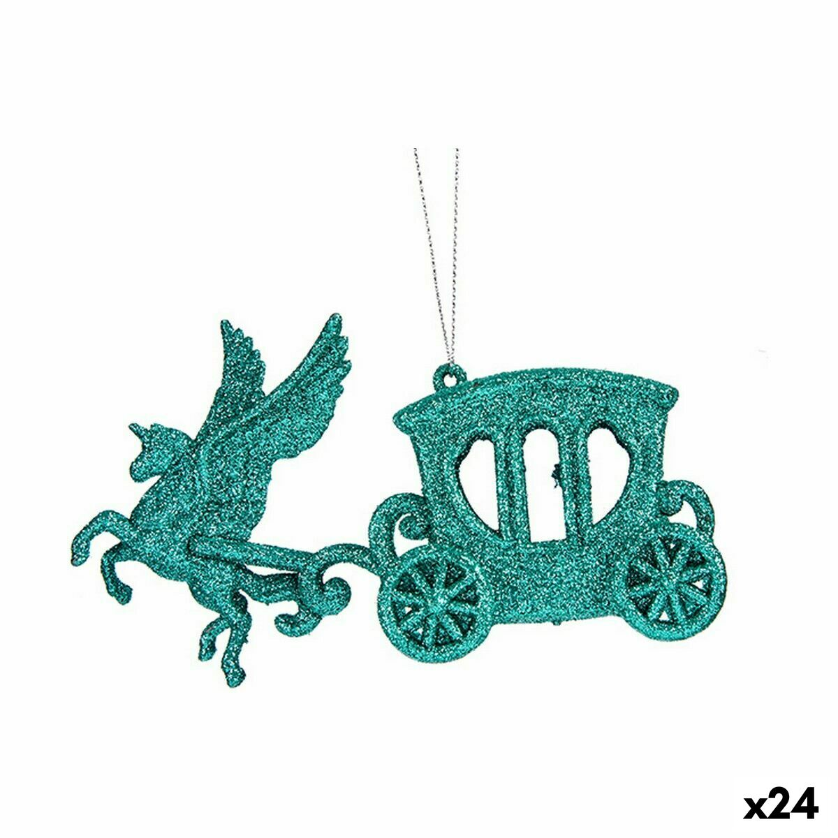 Julgranskula Krist+ Grön Plast Glitter Magisk vagn 15 x 8,5 x 4,5 cm (24 antal)