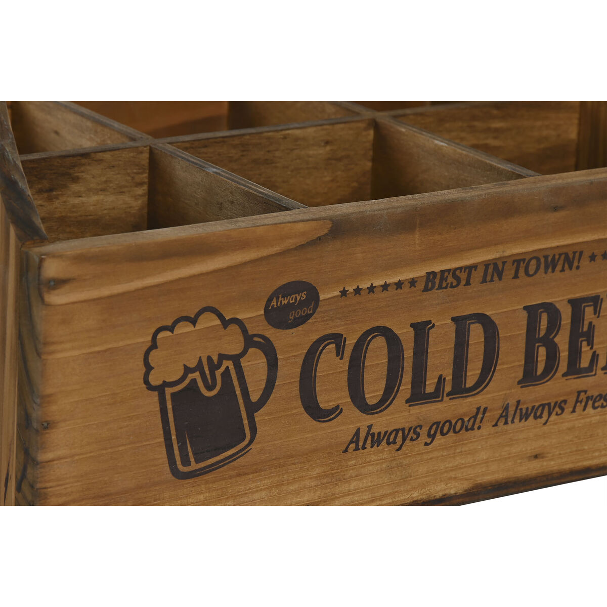 Box Home ESPRIT Cold Beer Brun Metall Granträ 6 flaskor 27 x 19 x 26 cm - 2