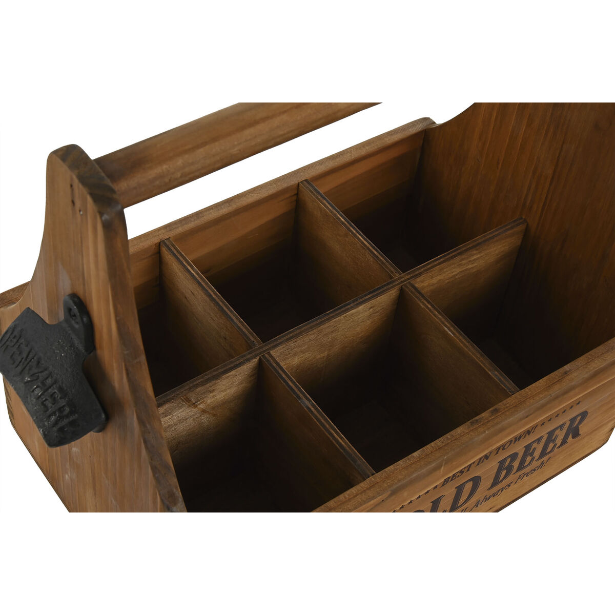 Box Home ESPRIT Cold Beer Brun Metall Granträ 6 flaskor 27 x 19 x 26 cm - 4