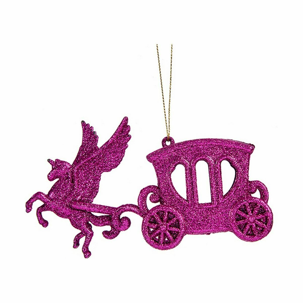 Julgranskula Krist+ Fuchsia Plast Glitter Magisk vagn 15 x 8,5 x 4,5 cm (24 antal) - 2