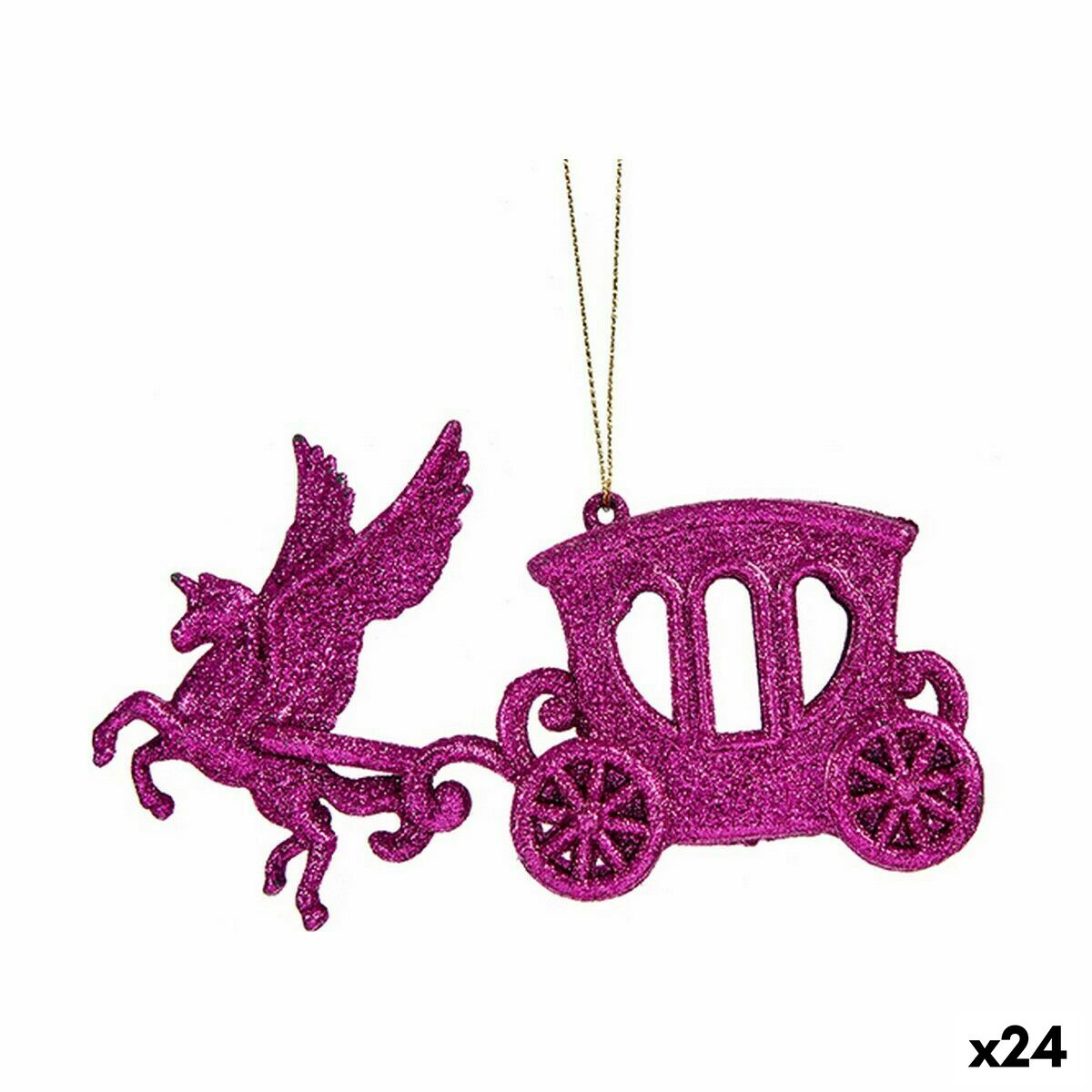Julgranskula Krist+ Fuchsia Plast Glitter Magisk vagn 15 x 8,5 x 4,5 cm (24 antal)