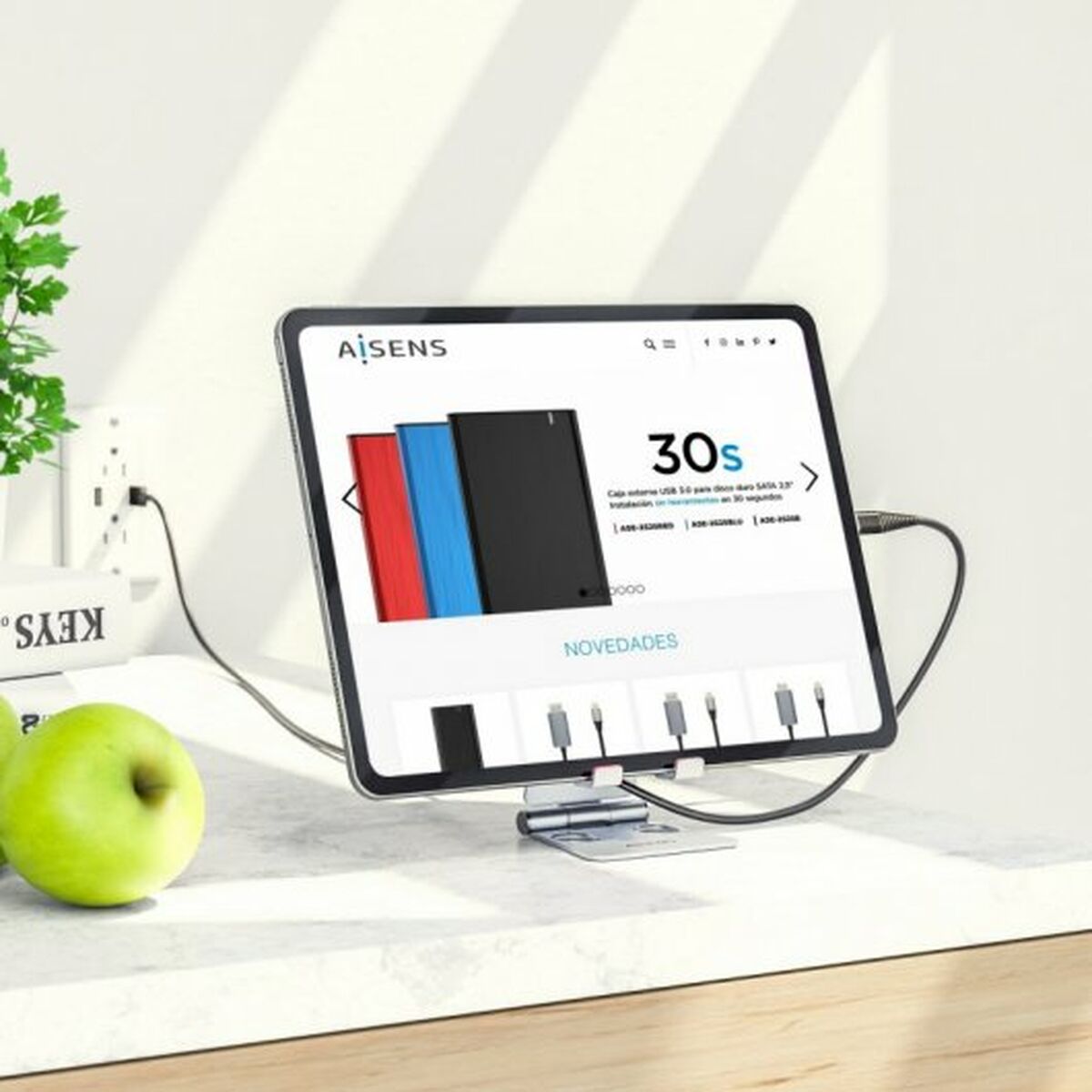 Mobilt eller tablettstöd Aisens MS2PM-086 Silvrig Aluminium 8" - 4