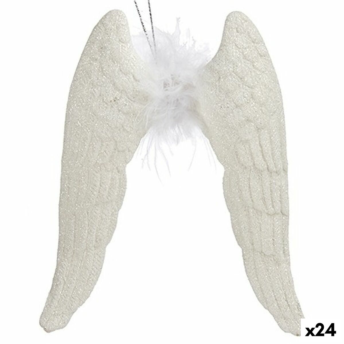 Julgranskula Krist+ Vit Plast Glitter Änglavingar 12,5 x 15 x 2,5 cm (24 antal)