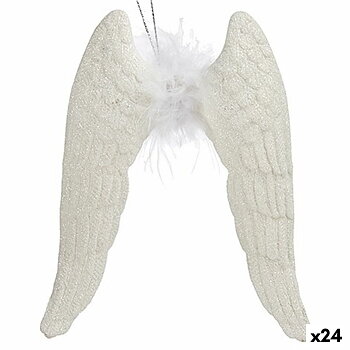Julgranskula Krist+ Vit Plast Glitter Änglavingar 12,5 x 15 x 2,5 cm (24 antal)