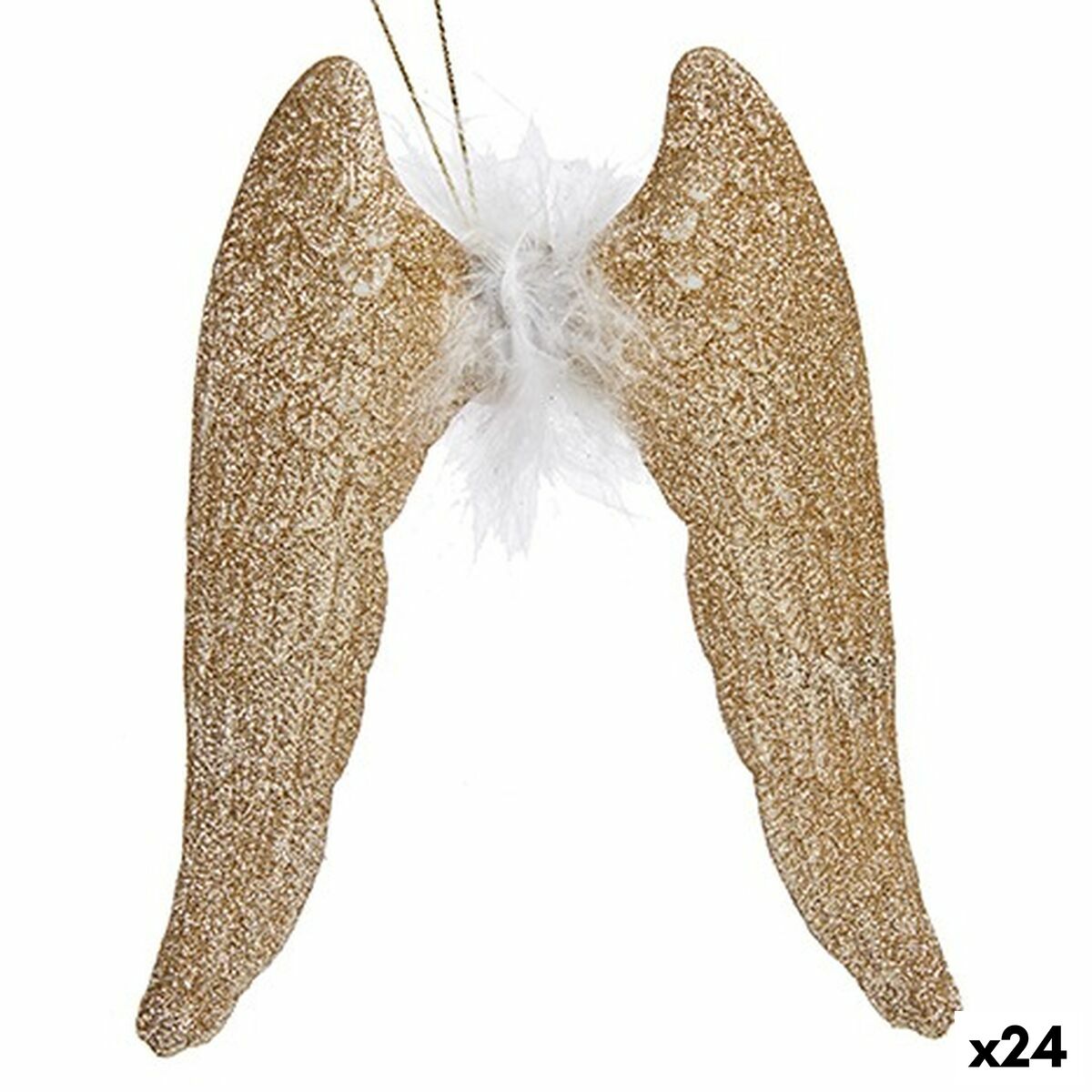 Julgranskula Krist+ Champagne Plast Glitter Änglavingar 12,5 x 15 x 2,5 cm (24 antal)