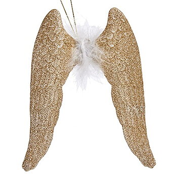 Julgranskula Krist+ Champagne Plast Glitter Änglavingar 12,5 x 15 x 2,5 cm (24 antal)