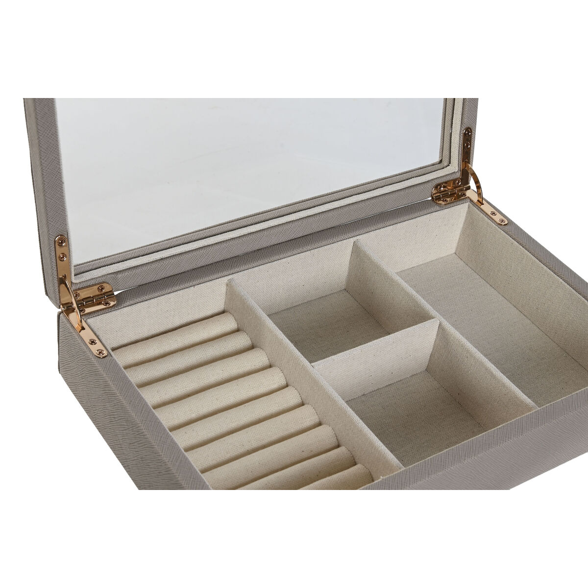 Smyckeskrin Home ESPRIT Beige Glas 29,5 x 19,5 x 6 cm - 2