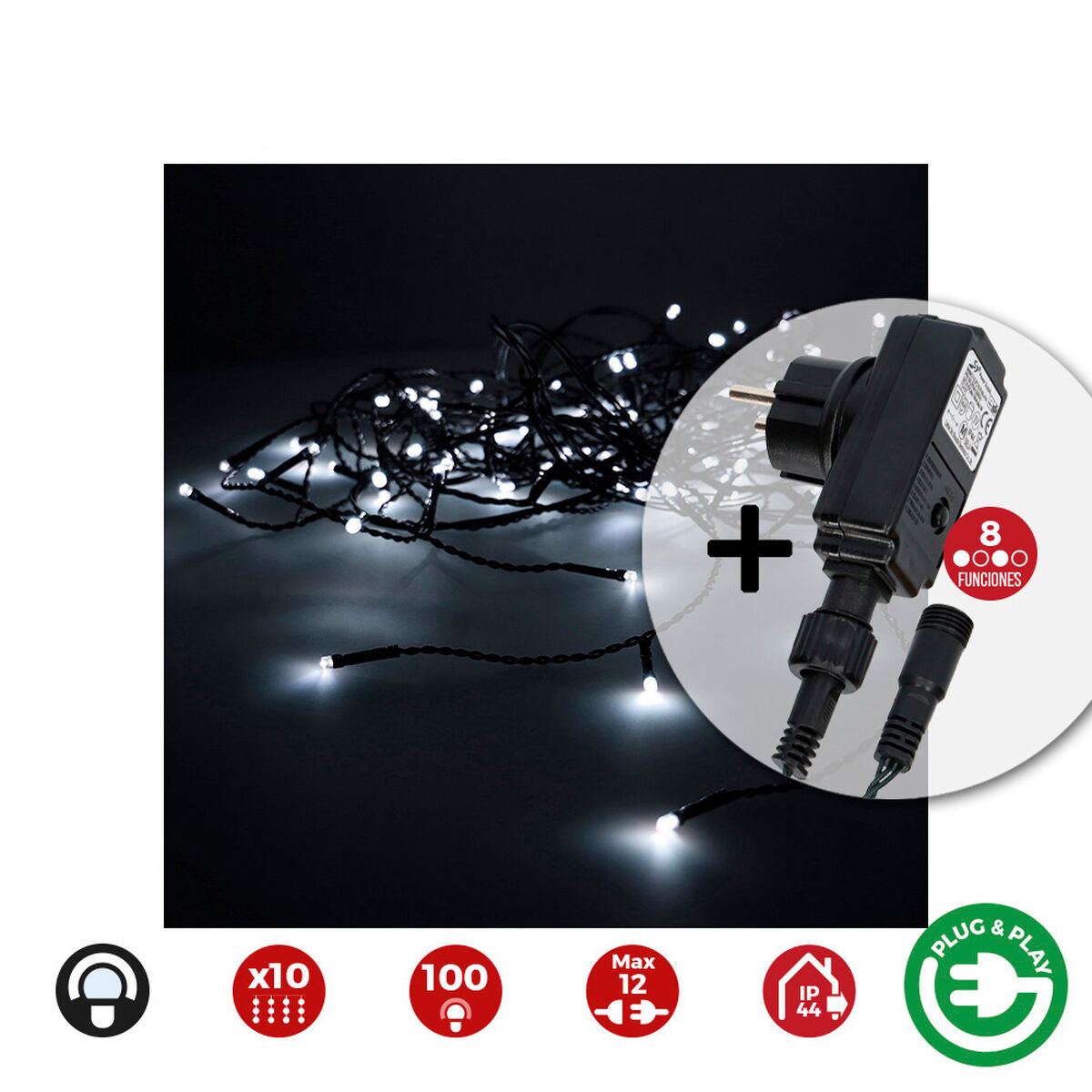 Gardinbelysning med LED EDM 71480 1,8 W 2 x 1 m Vit - 3