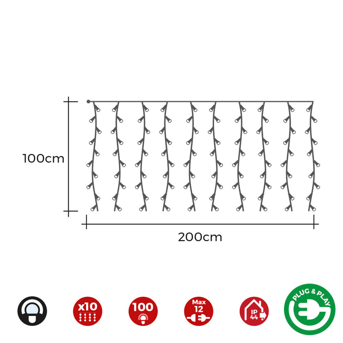 Gardinbelysning med LED EDM 71480 1,8 W 2 x 1 m Vit - 4