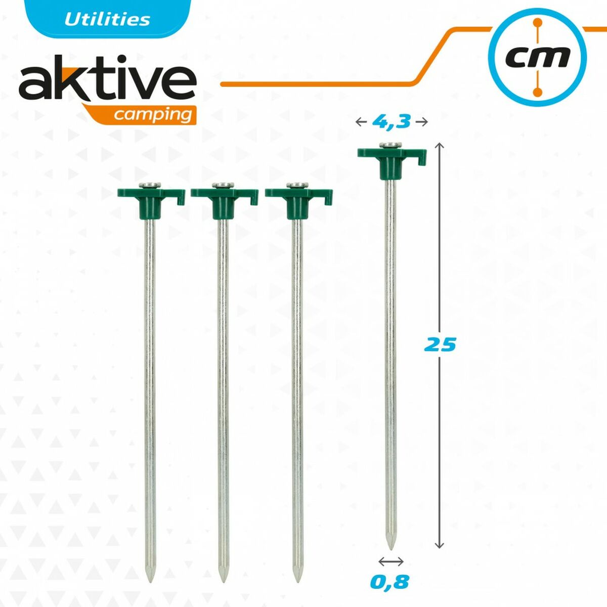 Campingpinne Aktive 25 cm 4 Delar Ø 8 mm (24 antal) - 2