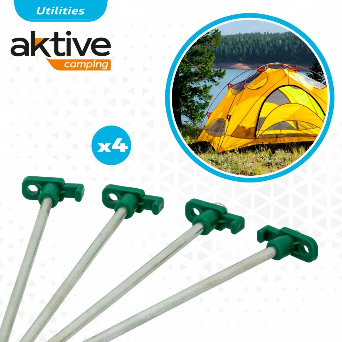 Campingpinne Aktive 25 cm 4 Delar Ø 8 mm (24 antal) - 4