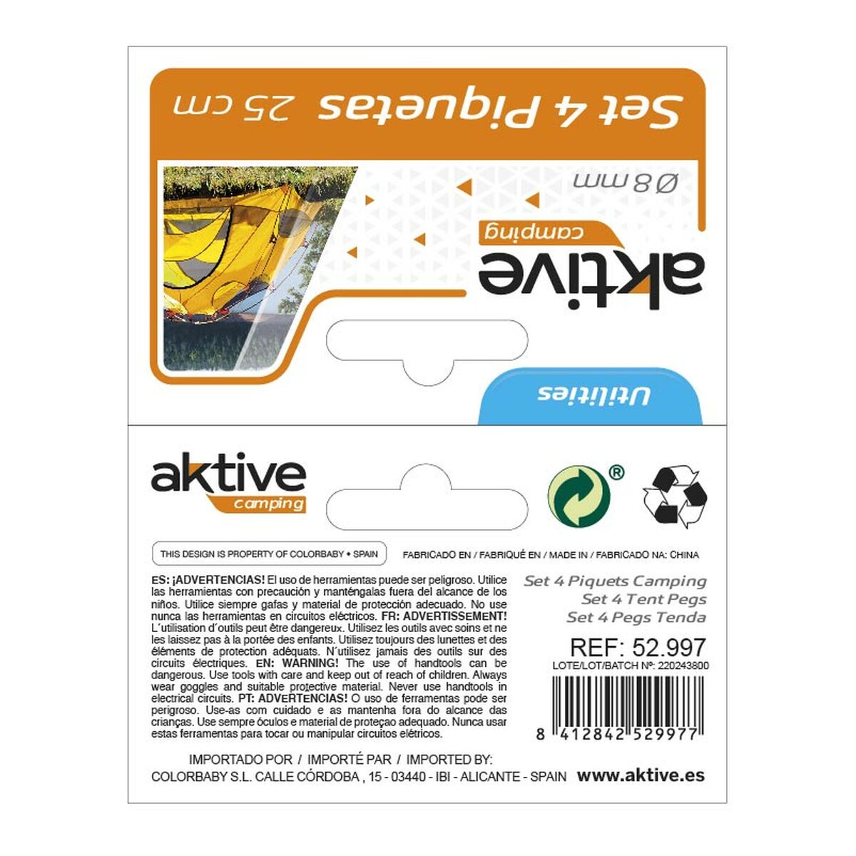 Campingpinne Aktive 25 cm 4 Delar Ø 8 mm (24 antal) - 15