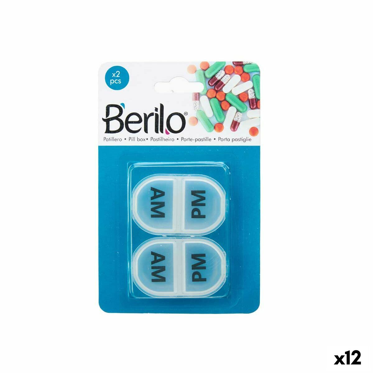 Doseringsask med fack Berilo Transparent Plast 11,5 x 18 x 2,2 cm Set (12 antal)