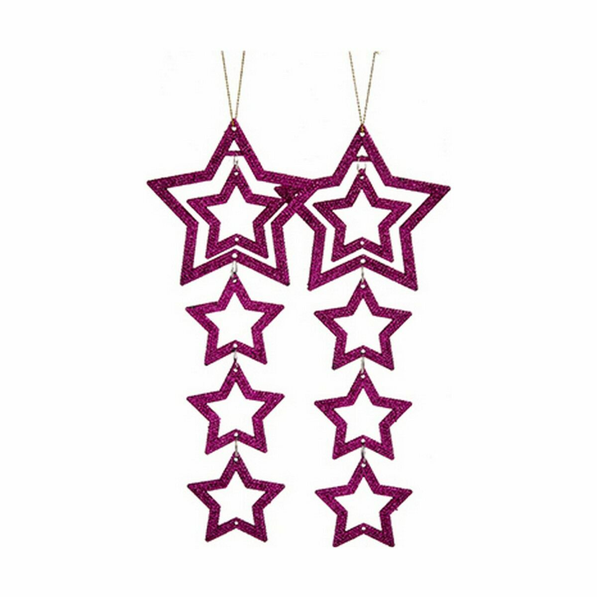 Juldekorationer Krist+ Fuchsia Plast Glitter Stjärna 19 x 0,2 x 23 cm 10 x 23 x 0,4 cm (24 antal) - 2