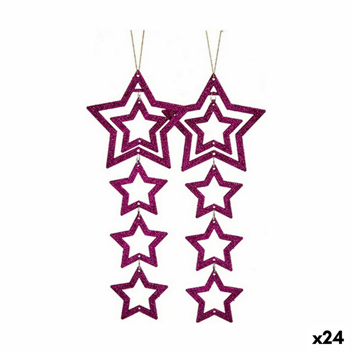 Juldekorationer Krist+ Fuchsia Plast Glitter Stjärna 19 x 0,2 x 23 cm 10 x 23 x 0,4 cm (24 antal)