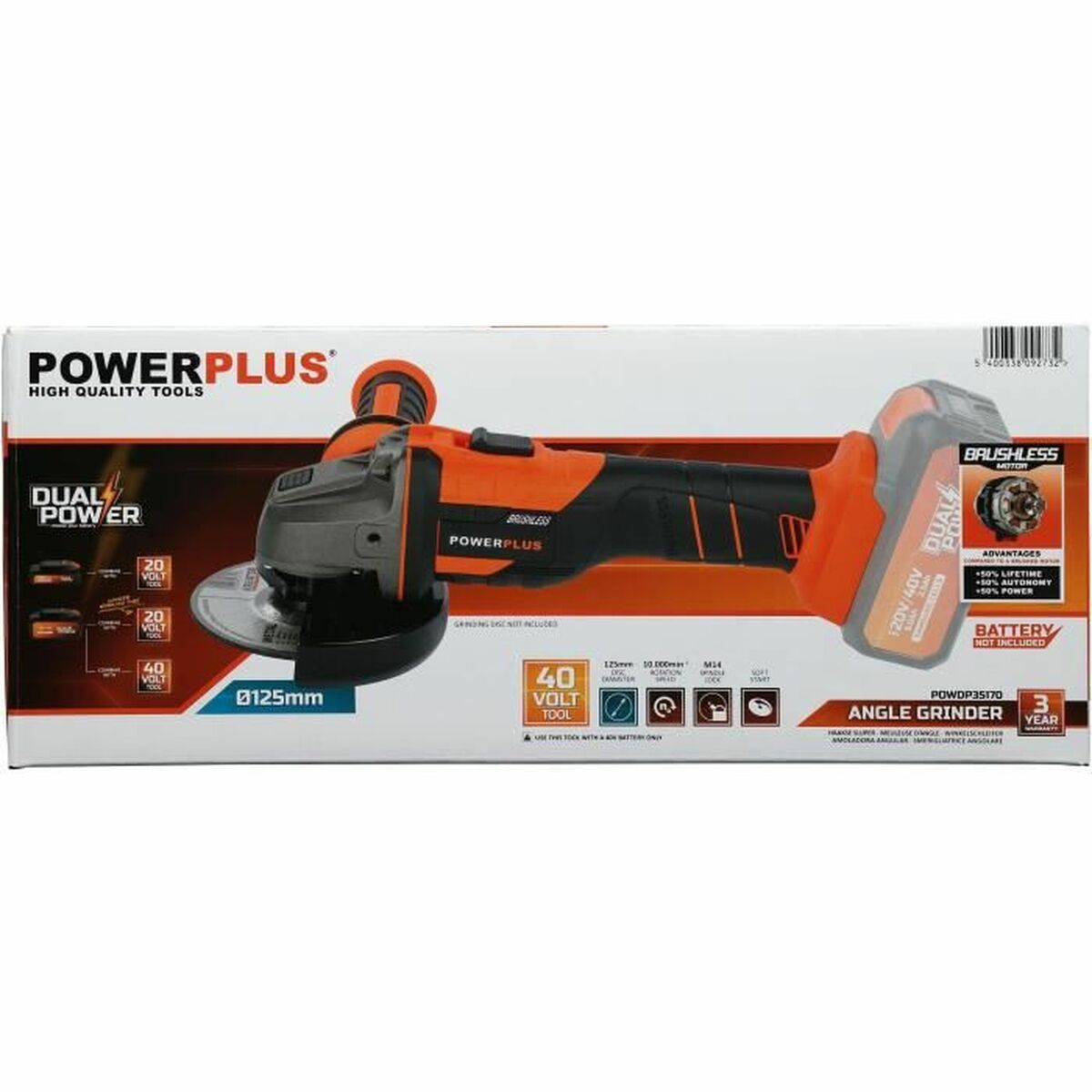 Vinkelslip Powerplus 40 V Ø 125 mm 20 V - 5