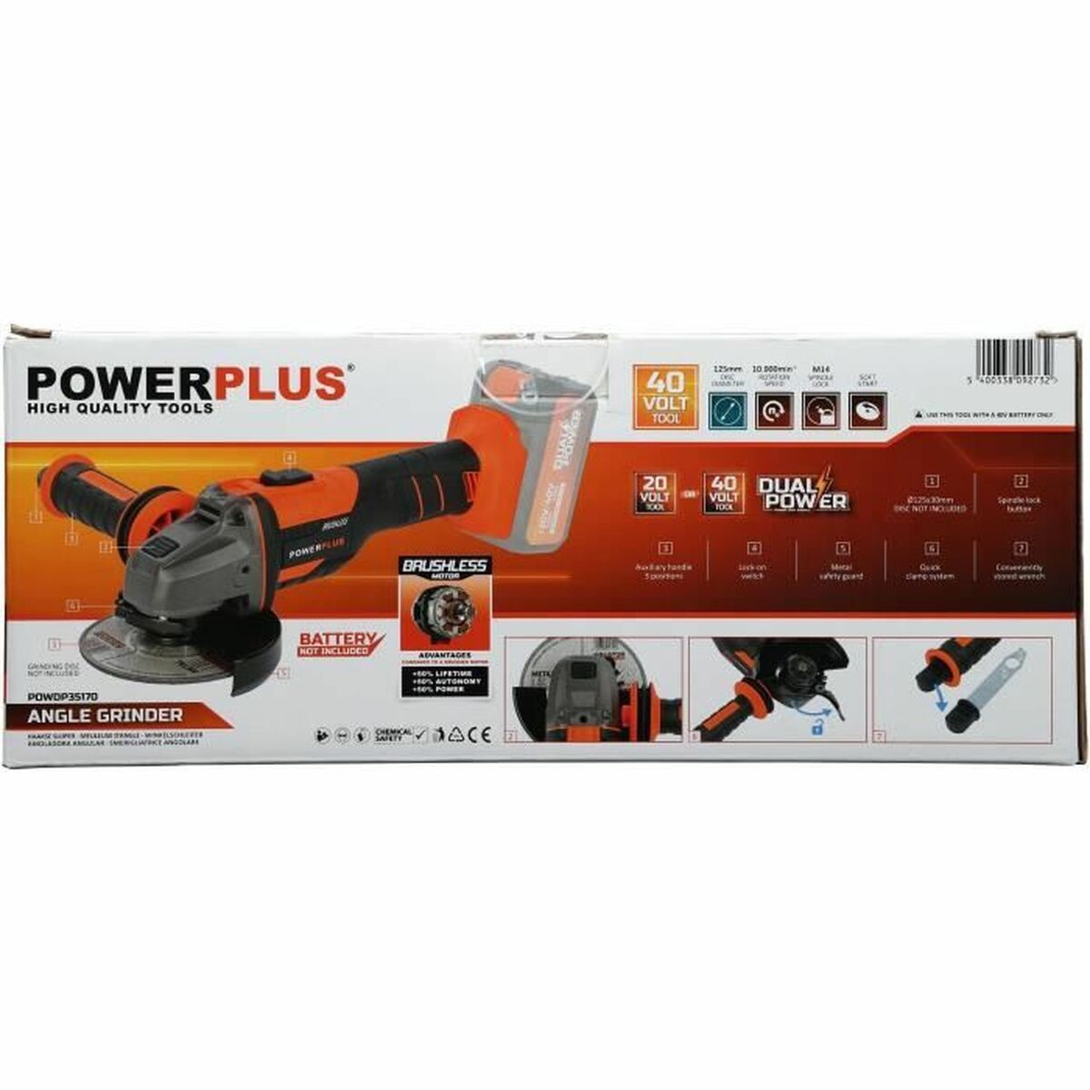 Vinkelslip Powerplus 40 V Ø 125 mm 20 V - 2