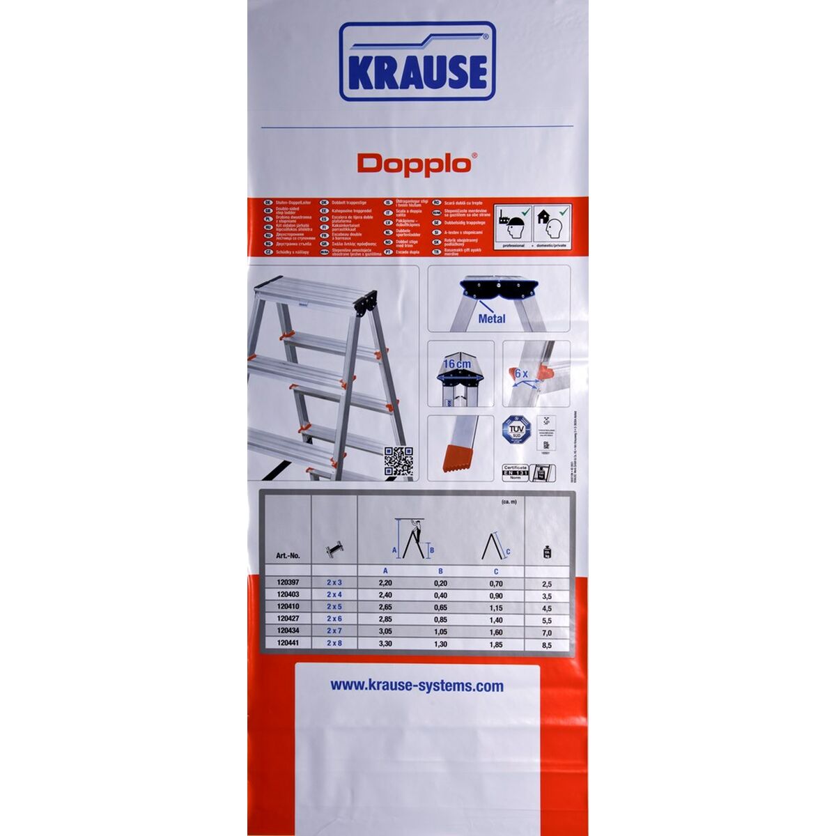 Hoppvikbar trappstege, 3 steg Krause 120397 Silvrig Aluminium - 2