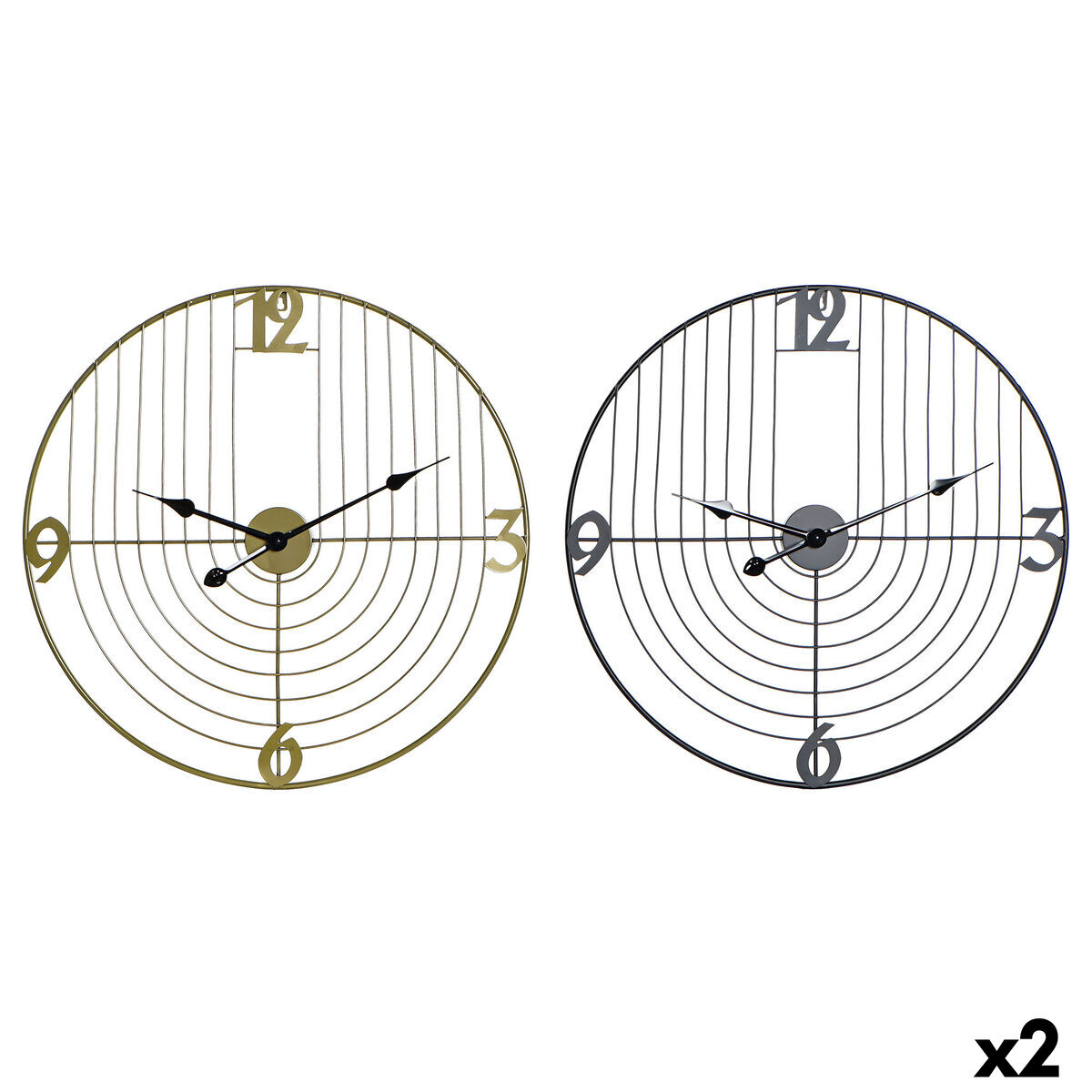 Väggklocka DKD Home Decor Svart Gyllene Metall 60 x 3 x 60 cm Modern (2 antal) - 7