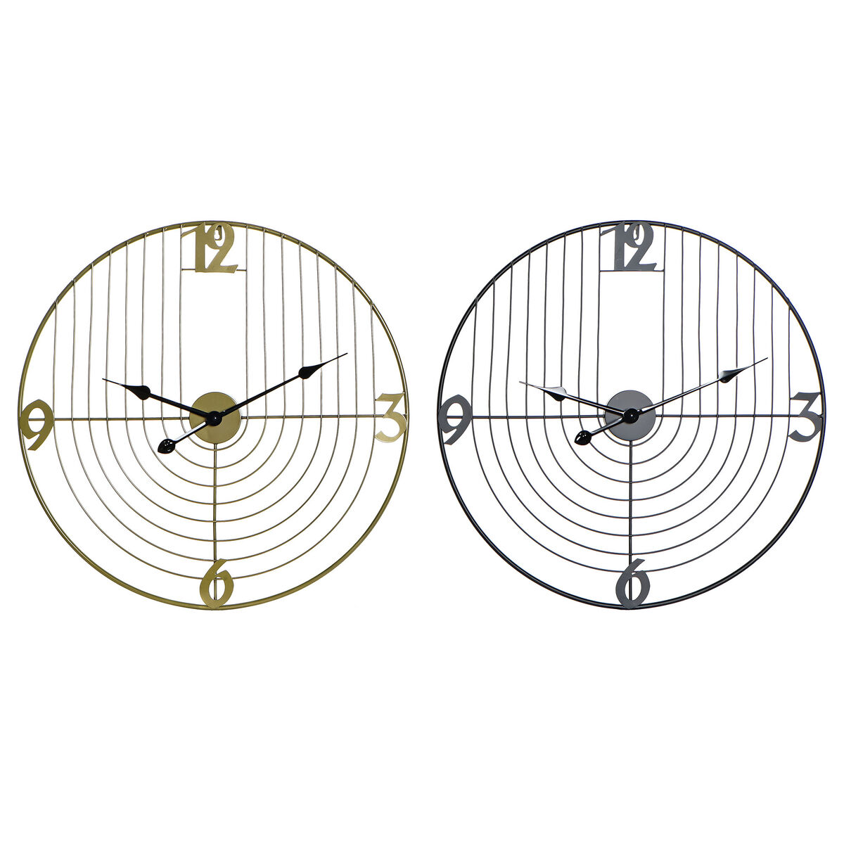 Väggklocka DKD Home Decor Svart Gyllene Metall 60 x 3 x 60 cm Modern (2 antal)