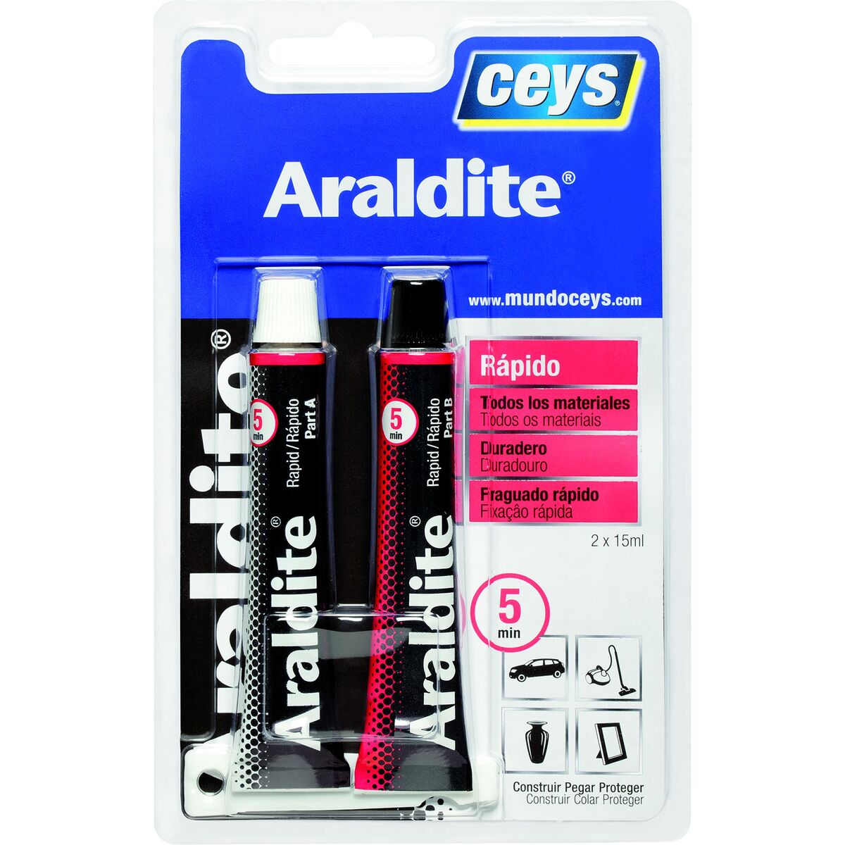 Omedelbar vidhäftning Ceys Araldite 15 ml - 2