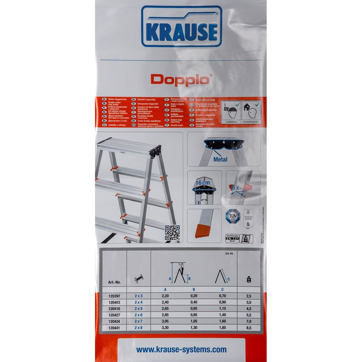 Hoppvikbar trappstege, 4 steg Krause 120403 Silvrig Aluminium - 4