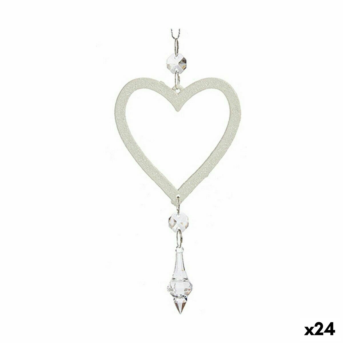 Julgranskula Hjärta Vit Plast Glitter 9 x 16 x 2 cm (24 antal) - 3